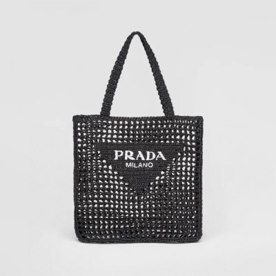 프라다 여성 라피아 토트백 1BG393 - Prada Womens Black Tote Bag - prb2189x