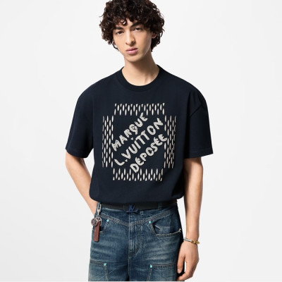루이비통 남성 네이비 반팔 티셔츠 - Louis vuitton Mens Navy Tshirts - lvc1062x