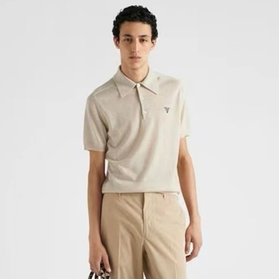 프라다 남성 아이보리 반팔 폴로 티셔츠 - Prada Mens Ivory Polo Tshirts - prc999x