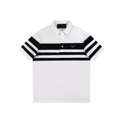 프라다 남성 화이트 반팔 폴로 티셔츠 - Prada Mens White Polo Tshirts - prc1090x