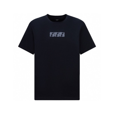 펜디 남성 블랙 반팔 티셔츠 - Fendi Mens Black Tshirts - fec1488x