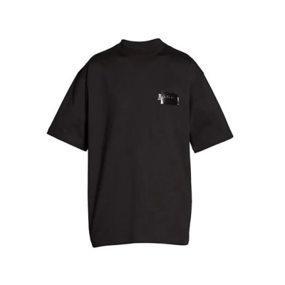 발렌시아가 남성 블랙 반팔 티셔츠 - Balenciaga Mens Black Tshirts - bac1590x