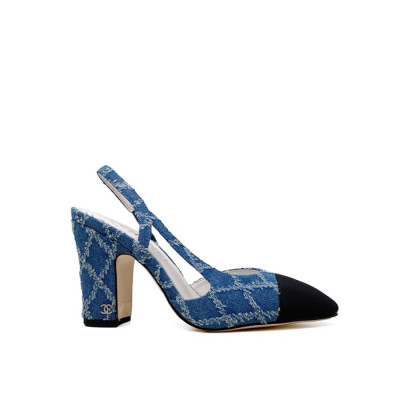 샤넬 여성 하이힐 슬링백 - Chanel Womens Blue Slingback - chs1434x