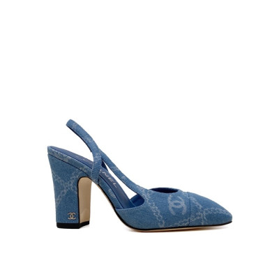 샤넬 여성 하이힐 슬링백 - Chanel Womens Blue Slingback - chs1437x