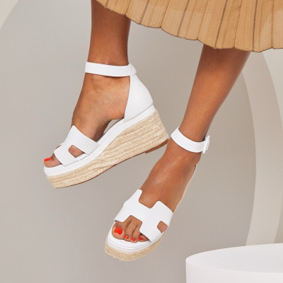 에르메스 여성 웨지힐 샌들 - Hermes Womens White Sandals - hes1495x