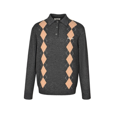 미우미우 남성 폴로 니트웨어 - Miumiu Unisex Polo Knitwear - mic3244x