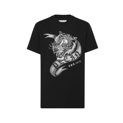 필립플레인 남성 라운드 반팔티- Philipp-plein Mens Round Tshirt - phc4777x